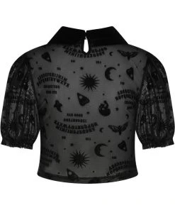 Collectif Ana Ouija Mesh Crop Top Black New In