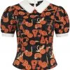 Collectif Peta Pumpkins And Cats 40's Top Black Orange