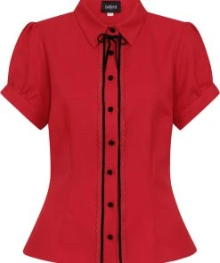 New In Collectif Bryonny 40's Blouse Red