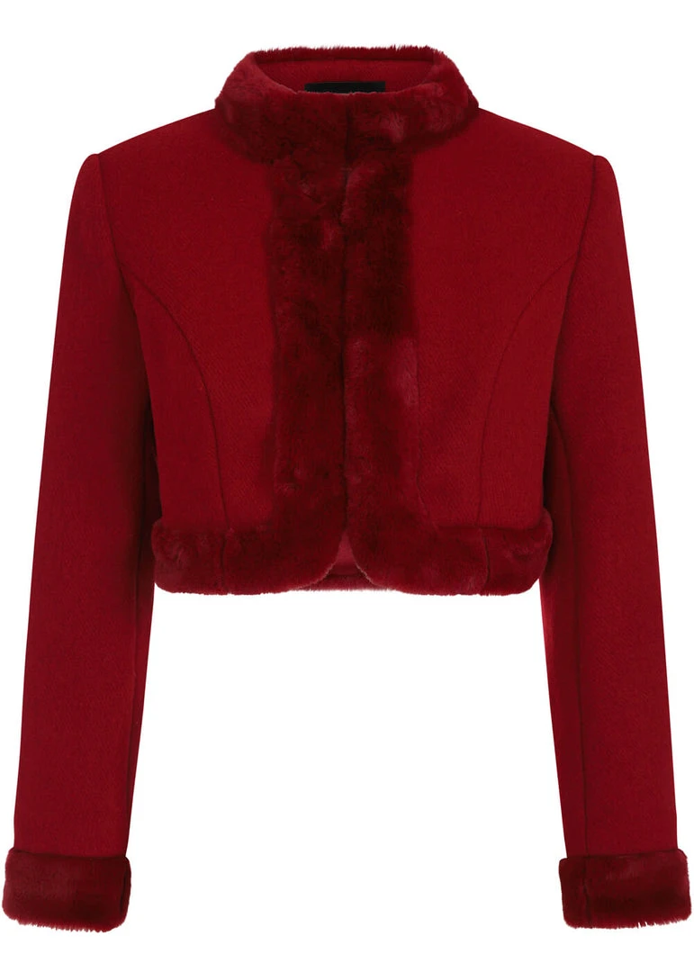 Collectif Marcia Faux Fur 40's Bolero Wine New In