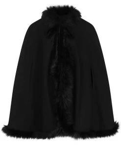 Collectif Kori Faux Fur 40's Cape Black New In