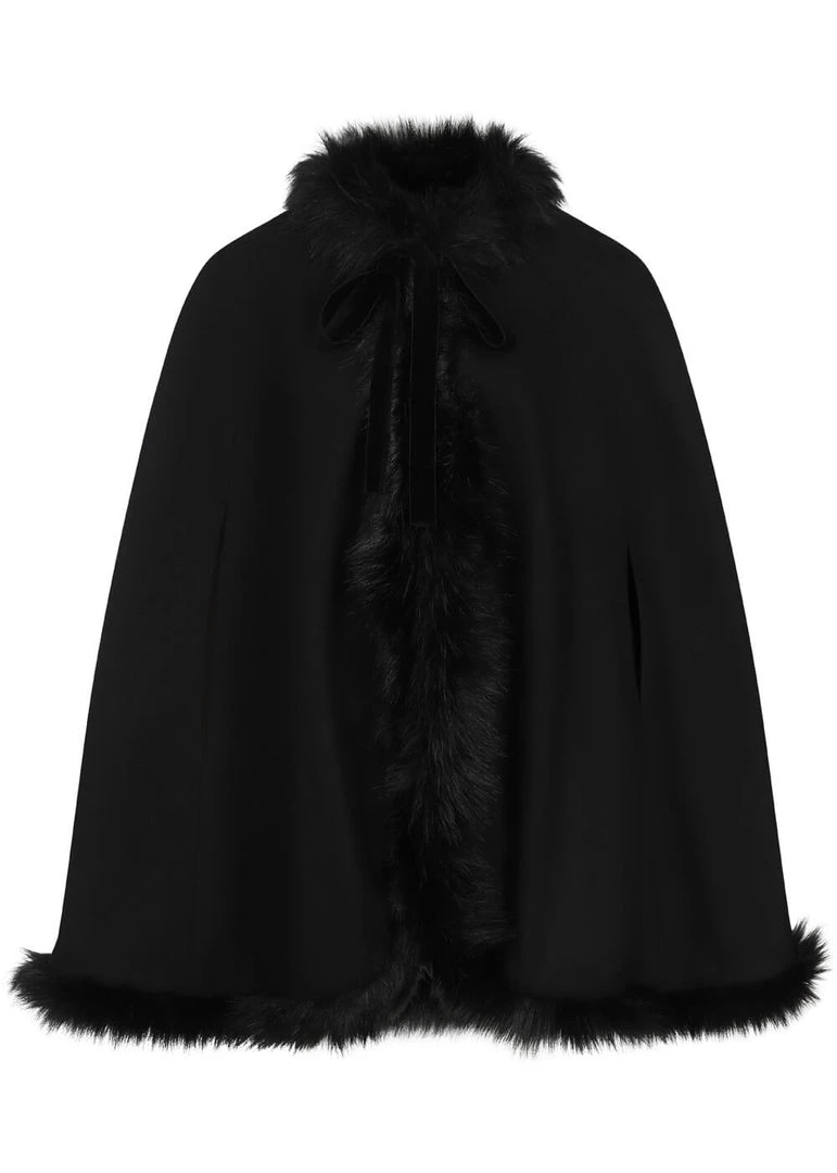 Collectif Kori Faux Fur 40's Cape Black New In