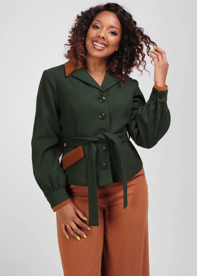 Collectif Rosemary 50's Jacket Green New In