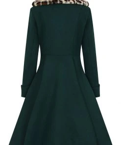 Collectif Saffron Leopard Swing 50's Coat Green