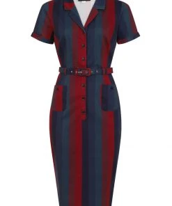 New In Collectif Caterina Jewel Stripe 50's Pencil Dress Multi