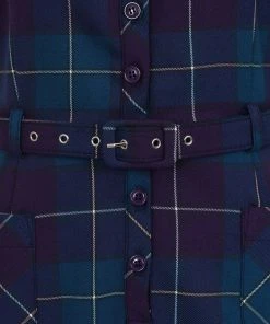 Collectif Caterina Mermaid Check 40's Pencil Dress Teal