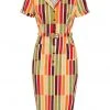 New In Collectif Caterina Alternate Stripe 50's Pencil Dress Multi