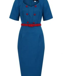 Collectif Aleksi 50's Pencil Dress Petrol New In