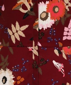 Collectif Demira Forest Floor 50's Pencil Dress Wine