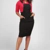 New In Collectif Kayden Overalls 50's Pencil Dress Black