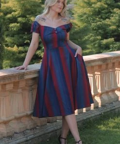 Collectif Dolores Jewel Stripe 50's Swing Dress Multi New In