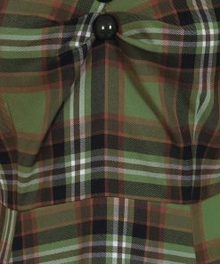 New In Collectif Dolores Dales Check 50's Swing Dress Green