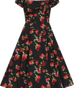 Collectif Dolores Deathly Apples 50's Swing Dress Black