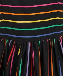 Collectif Amber-Lea Dark Rainbow 50's Swing Dress Multi New In