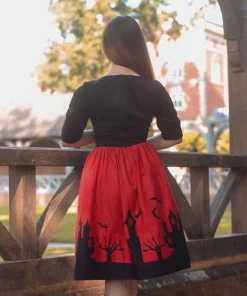 New In Collectif Amber Lea Haunted House 50's Swing Dress Red