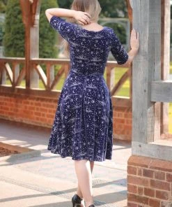 Collectif Trixie Celestial 50's Velvet Swing Dress Purple