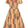 Collectif Caterina Alternate Stripe 50's Swing Dress Multi