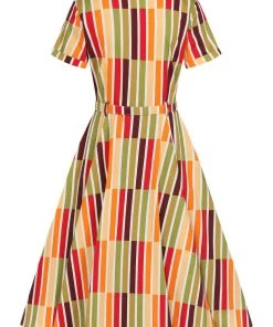 Collectif Caterina Alternate Stripe 50's Swing Dress Multi