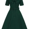 Collectif Ann Harrad 50's Swing Dress Green New In