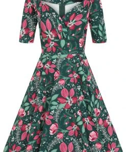 New In Collectif Trixie Escapist Floral 50's Swing Dress Multi
