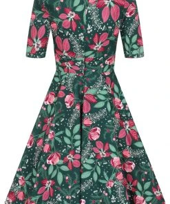 New In Collectif Trixie Escapist Floral 50's Swing Dress Multi