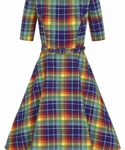 Collectif Suzanne Rainbow Check 50's Swing Dress Multi