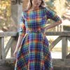 Collectif Suzanne Rainbow Check 50's Swing Dress Multi
