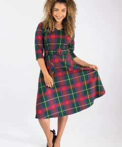 Collectif Cerere Etude Check 40's Swing Dress Multi New In