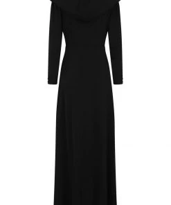 New In Collectif Galadriel Hooded 70's Maxi Dress Black
