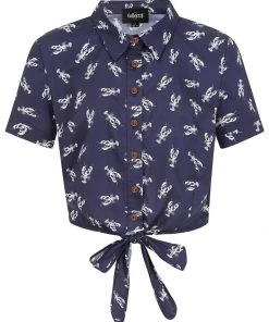 Collectif Sammy Lobster 40's Blouse Navy