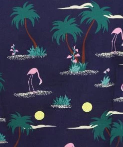 Collectif Misty Flamingo Palm 40's Blouse Navy