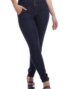 Collectif Rebel Kate 50'S Denim Jeans Navy Blue