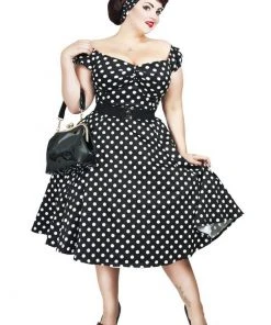 Collectif Dolores Polkadot Swing 50's Dress Black New In