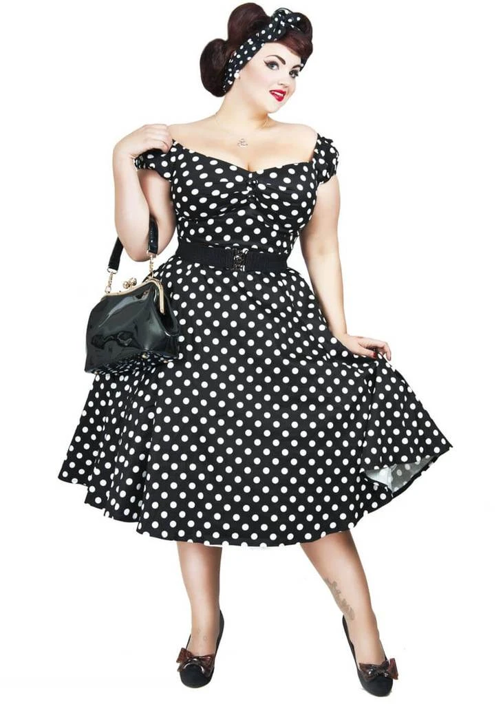 Collectif Dolores Polkadot Swing 50's Dress Black New In