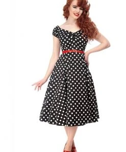 Collectif Dolores Polkadot Swing 50's Dress Black New In
