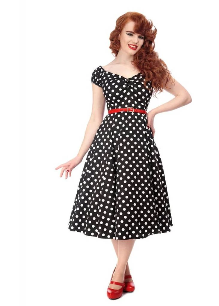 Collectif Dolores Polkadot Swing 50's Dress Black New In