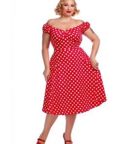 Collectif Dolores Polkadot 50's Swing Dress Red New In