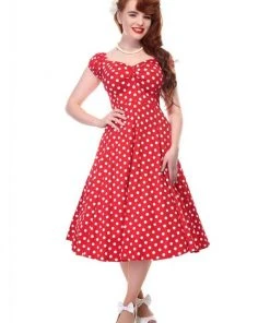 Collectif Dolores Polkadot 50's Swing Dress Red New In