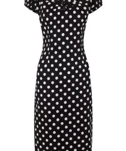 Collectif Dolores Polkadot 50's Pencil Dress Black New In