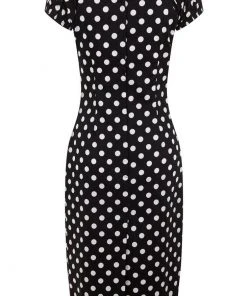 Collectif Dolores Polkadot 50's Pencil Dress Black New In