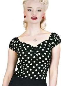 Collectif Dolores Polkadot 50's Top Black White New In