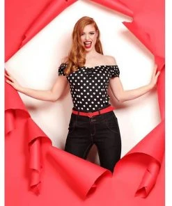 Collectif Dolores Polkadot 50's Top Black White New In