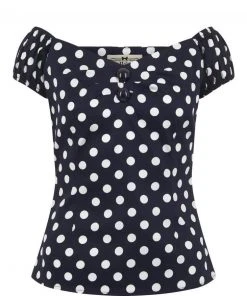 Collectif Dolores Polkadot 50's Top Black White New In