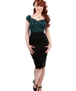 Collectif Polly Bengaline 50's Pencil Skirt Black