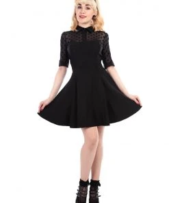 New In Collectif Wednesday Skater 50's Dress Black