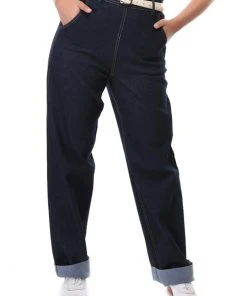 Collectif Siobhan Denim 50's Jeans Navy Blue