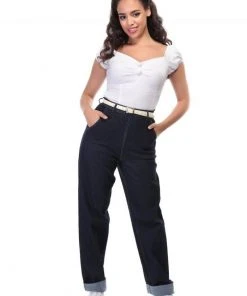 Collectif Siobhan Denim 50's Jeans Navy Blue