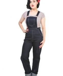 Collectif Pippa Denim 50's Dungaree Navy New In