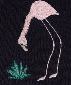 Collectif Lucy 50's Flamingo Palm Cardigan Navy