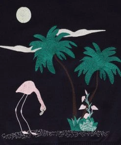 Collectif Lucy 50's Flamingo Palm Cardigan Navy